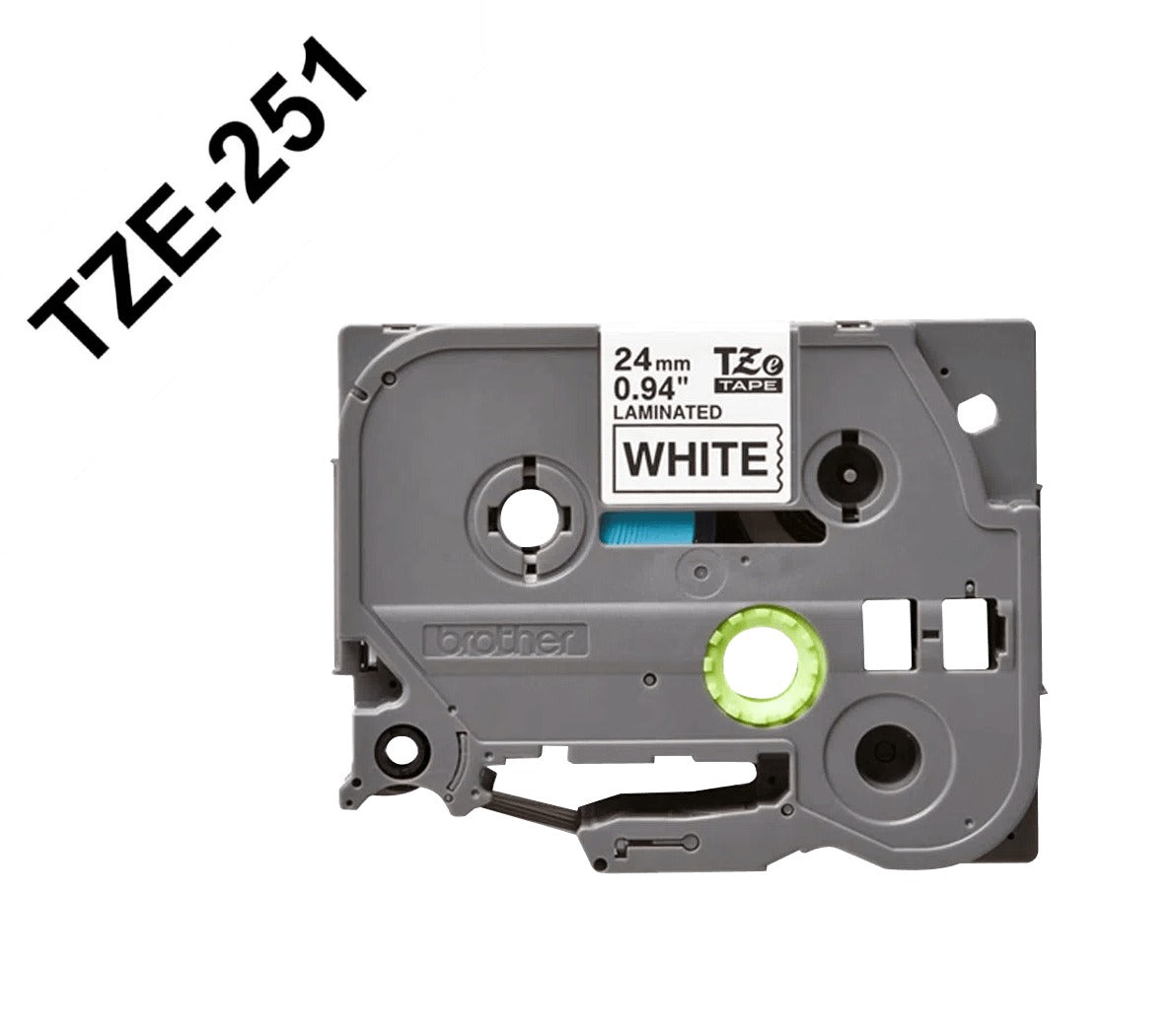 TZE-251 BROTHER 24mm Negro en Fondo Blanco Cinta 8mt p/PT-E550WVP/D600VP/P900W