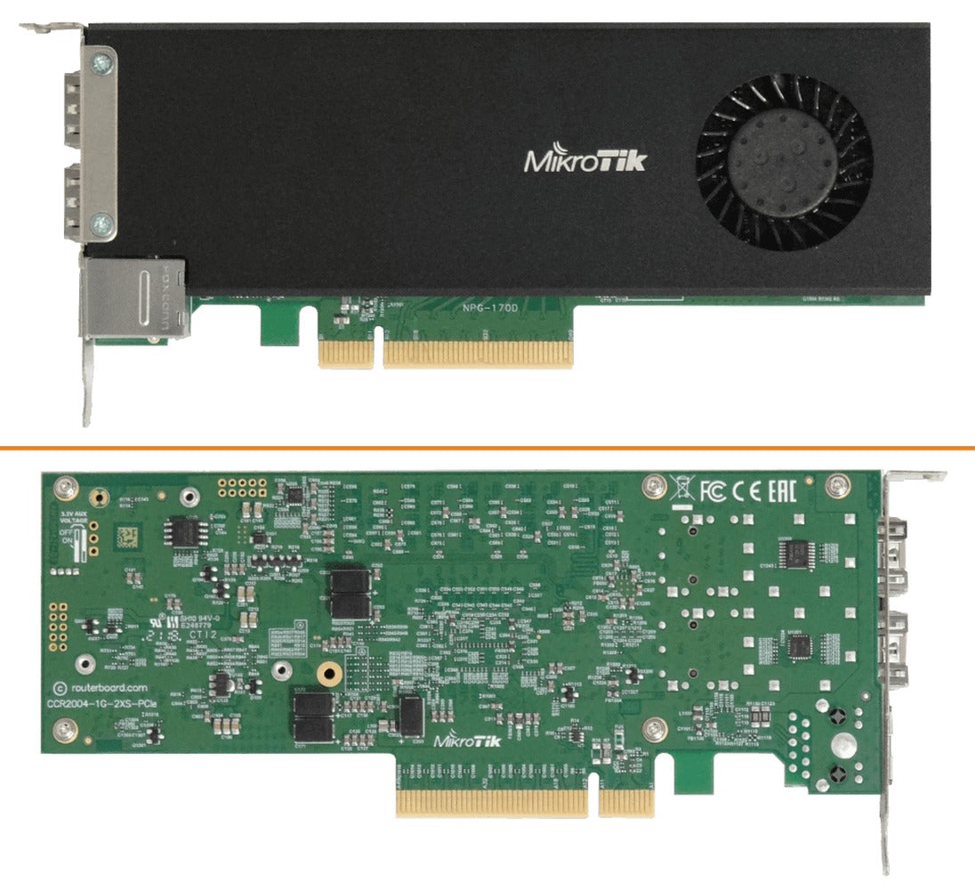 CCR2004-1G-2XS-PCIE MIKROTIK Placa PCIe-x8 2-SFP28 1-Puerto-Gestión Tarjeta de Red/CCR para Servidor L6