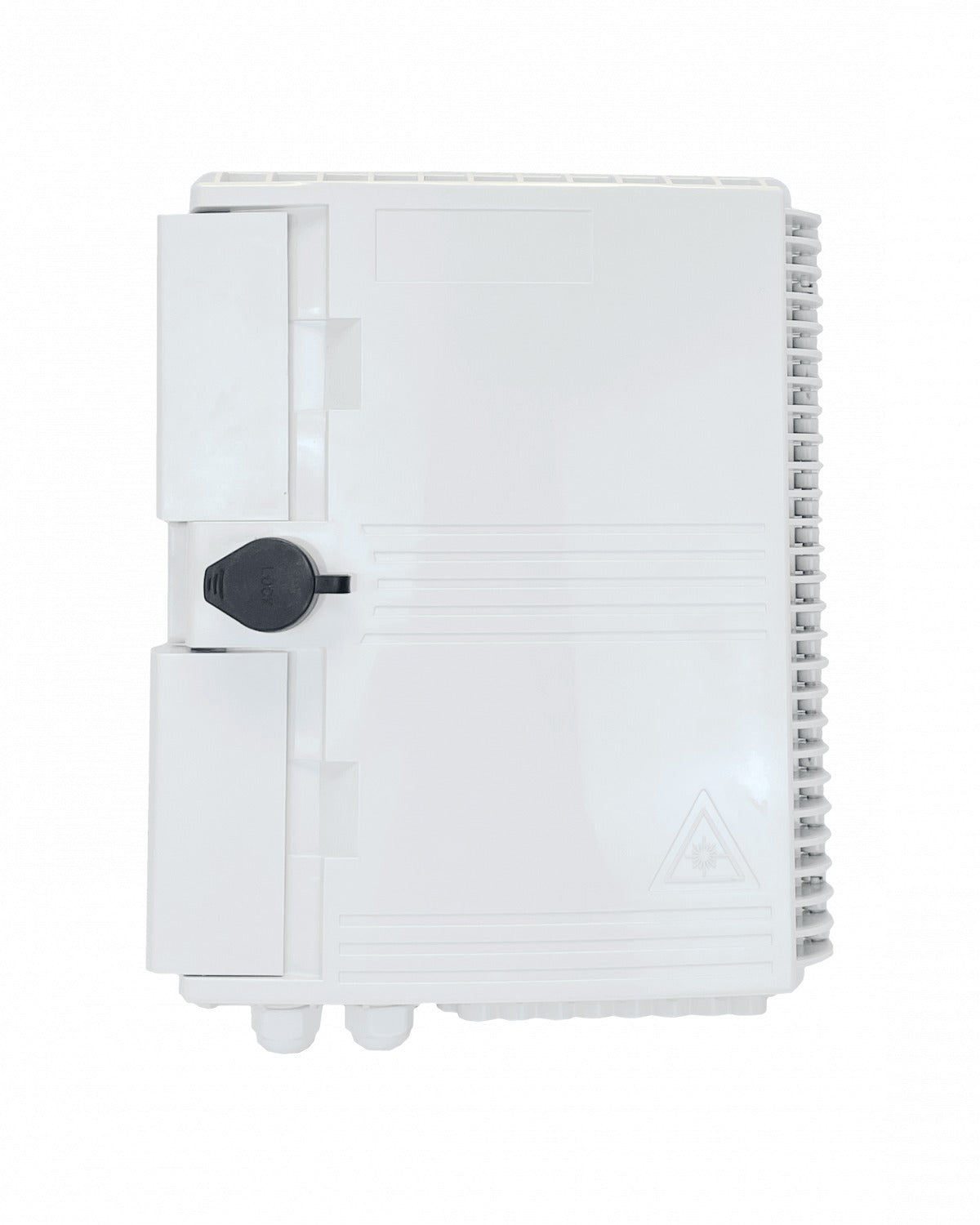 BOX-16 Caja de Fibra Óptica NAP Blanca para 16 Fusiones Rectangulares con 2 Entradas de Estopa, Grado de Protección IP65, Incluye Llave y Requiere Acopladores