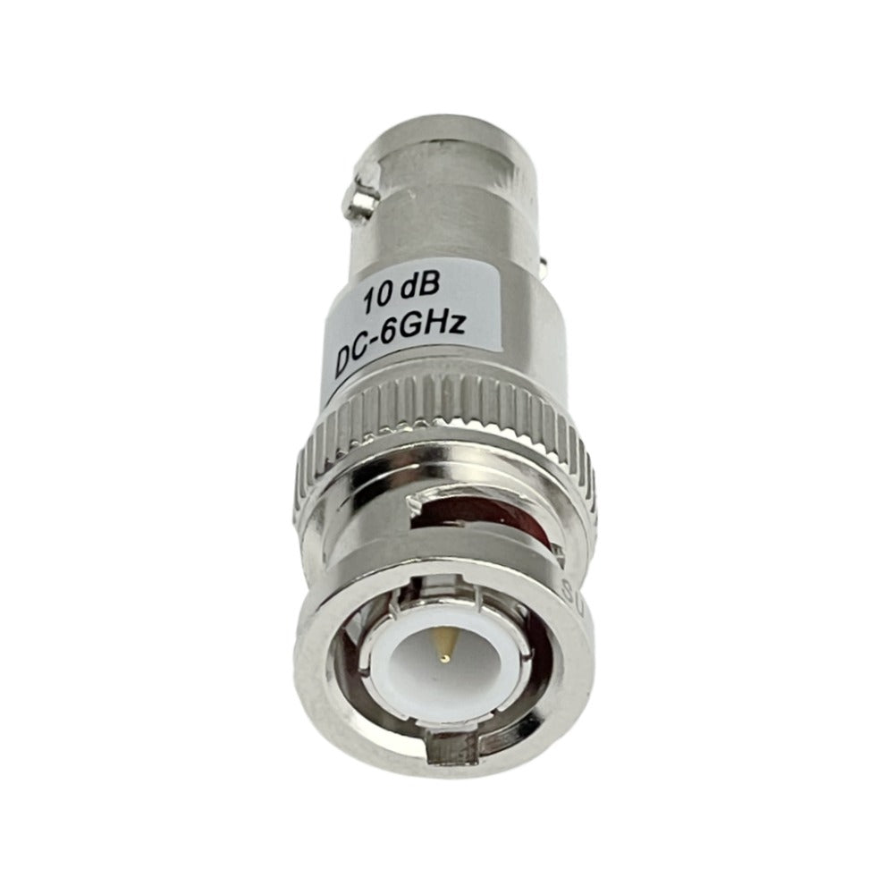 ATB-10 Atenuador de RF BNC de 10dB con rango de frecuencia de 0 a 6GHz, conector BNC Macho a BNC Hembra, acople para DC hasta 6GHz