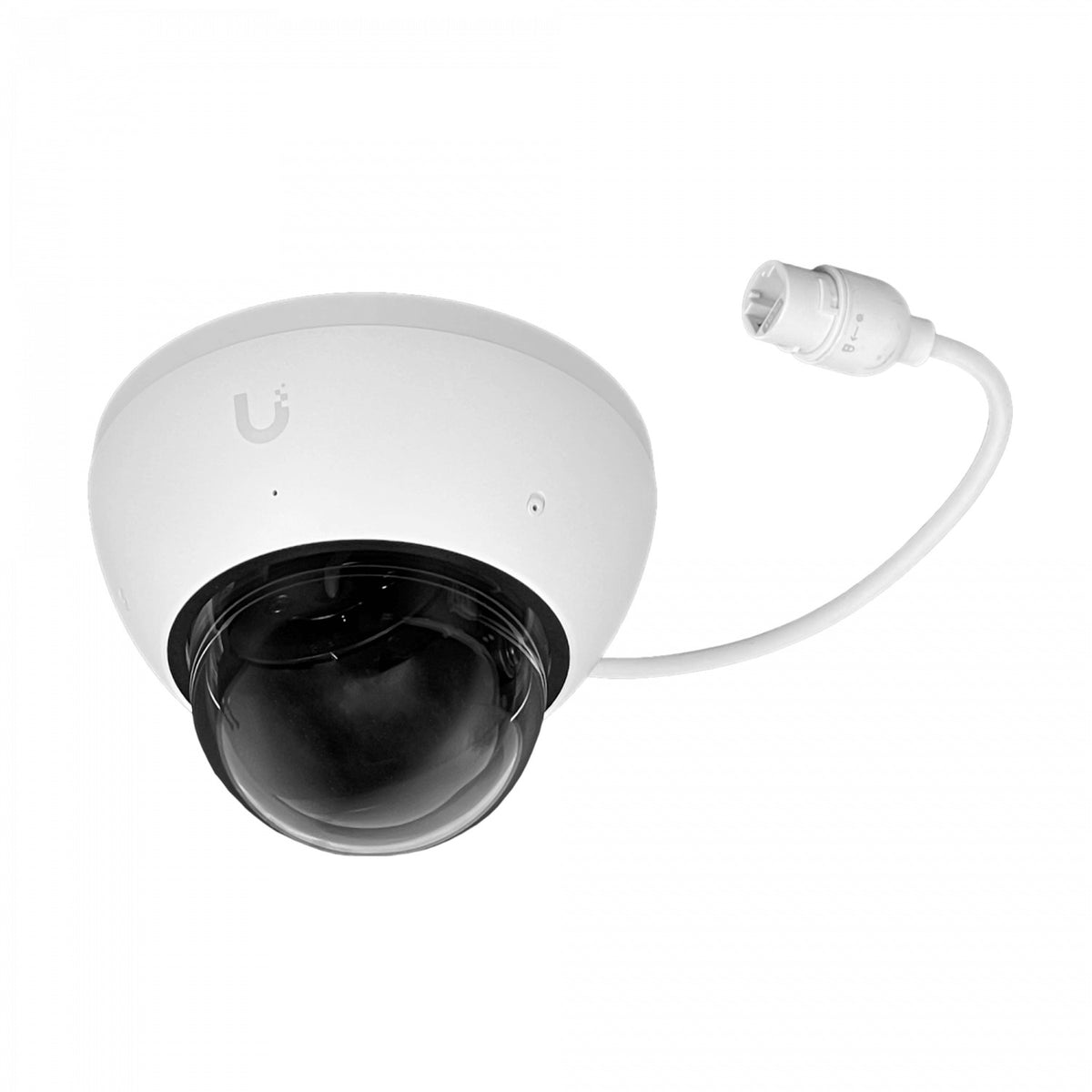 UVC-AI-DOME-W. Cámara IP Domo UI en color blanco, resolución 4K, lente gran angular de 110°, rango de infrarrojos de 1 a 100 con alcance de 40 m, resistencia IK10, micrófono/altavoz integrados, alimentación requerida PoE, modelo UVC-AI-DOME-W de UBIQUITI.