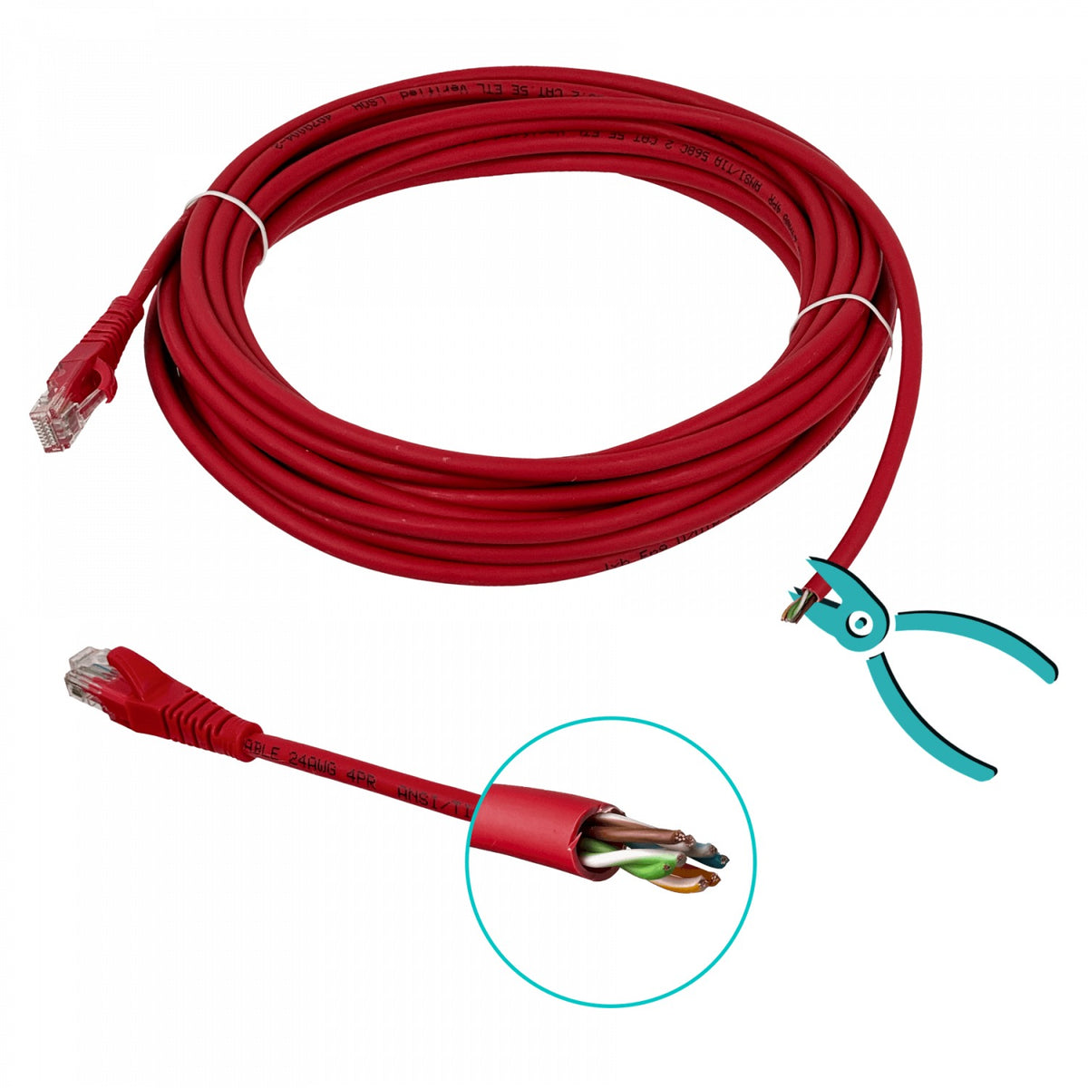 CPR-75L LINKMADE 7,5 METROS CAT5E ROJO LSZH LATIGUILLO DE RED MOLDEADO CONDUCTORES FLEXIBLES 7.5