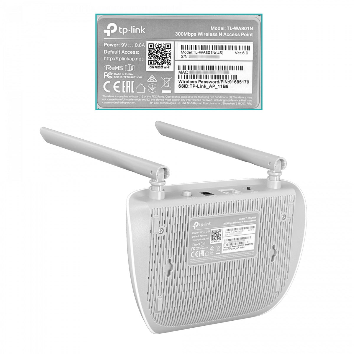 TL-WA801N TP-LINK 2-5dBi-integradas 1-100 Punto de Acceso opción-PoE-Pasivo N300mbps