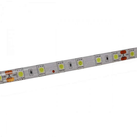 CINTA-SMD Tira LED IP65 5metros 24V 2A 60-LEDs/metro SMD5050 Blanco Frío segmentos-c/10cm