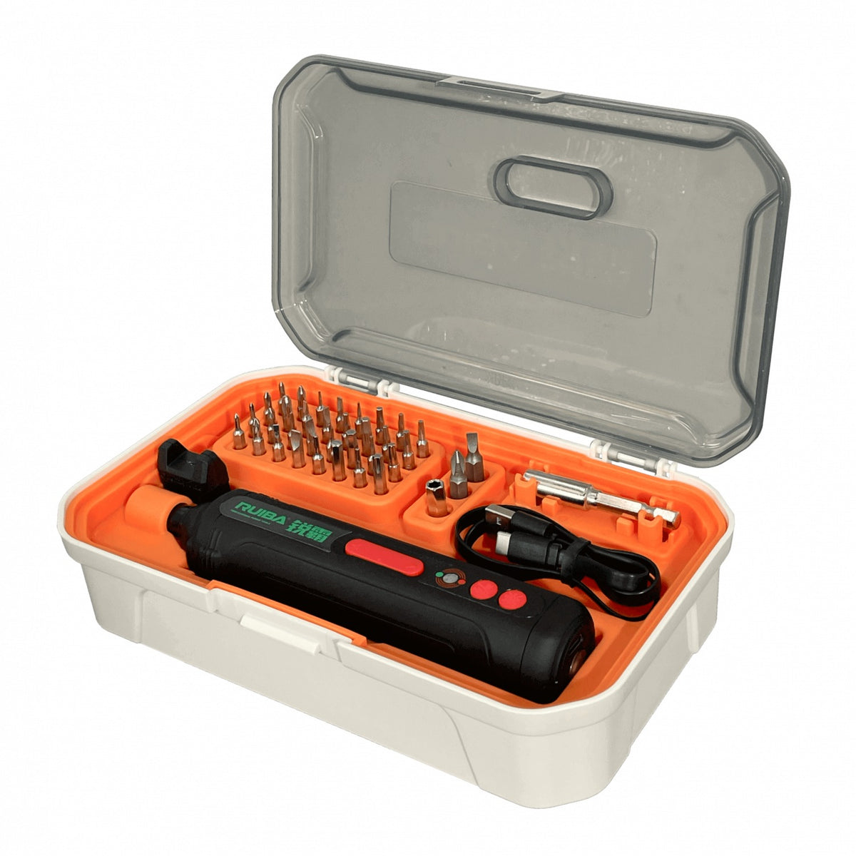 LLADOR-USB RUI Kit de Destornillador Inalámbrico Recargable 36 Puntas con Luz LED y Puerto USB
