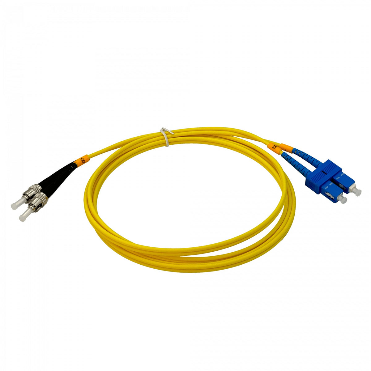 JFSTC2. Latiguillo de fibra monomodo dúplex de 2 metros con terminaciones ST/UPC a SC/UPC, cubierta de 3 mm y fibra 9/125 µm.