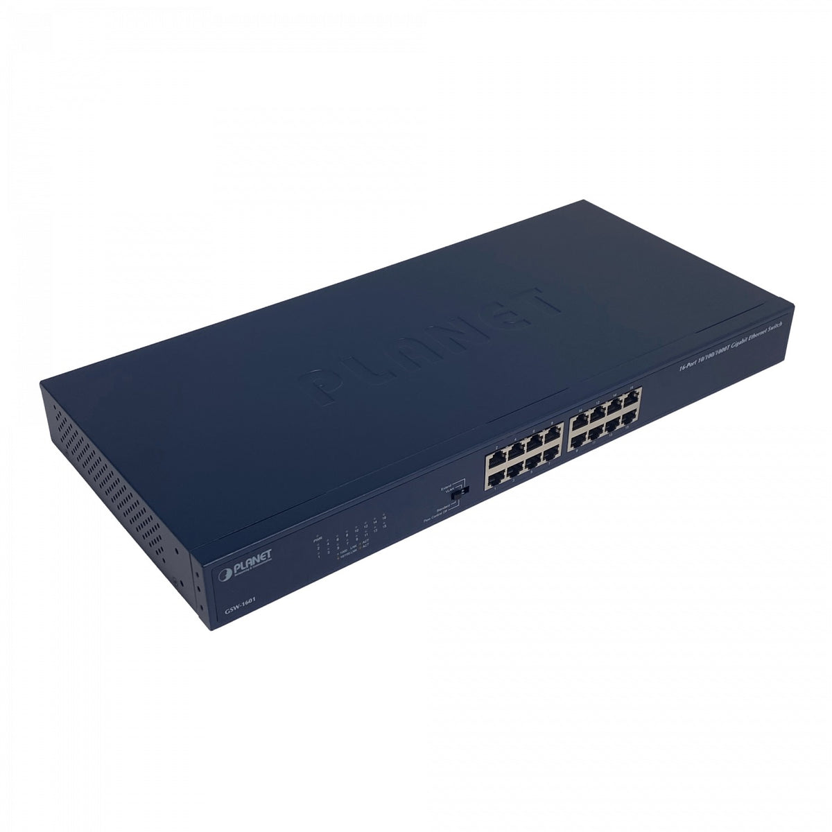 GSW-1601 PLANET Switch No Administrable Capa 2 de 16 Puertos 10/100/1000 para Rack 220V-Directo con Selector de 4 Modos
