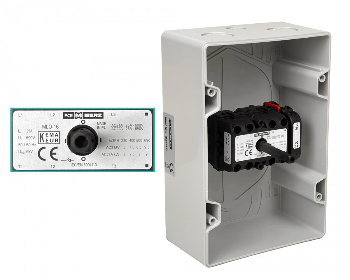 ML1-016 Seccionador General con Enclavamiento para Candado Trifásico 1-0 16A Grado Protección IP65