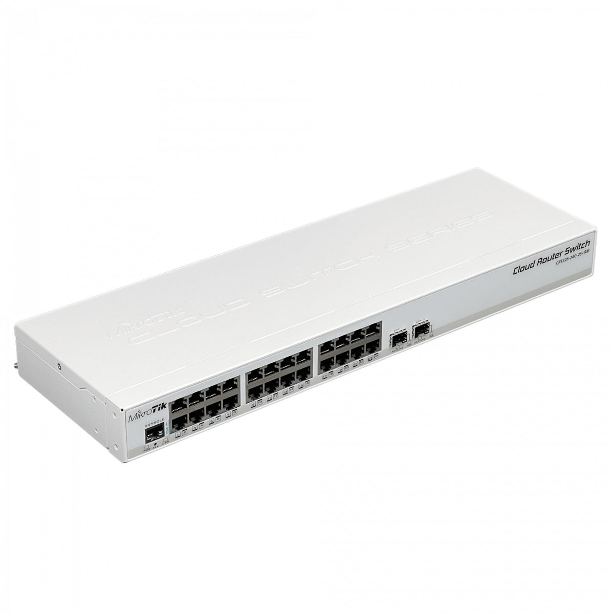 CRS326-24G-2S+RM MIKROTIK switch capa 3 enrutador 24 puertos Gigabit 2 ranuras SFP+ 10G consola RS232-RJ45 montaje rack licencia nivel 5