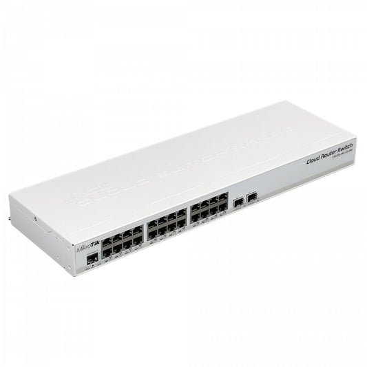 CRS326-24G-2S+RM MIKROTIK switch capa 3 enrutador 24 puertos Gigabit 2 ranuras SFP+ 10G consola RS232-RJ45 montaje rack licencia nivel 5