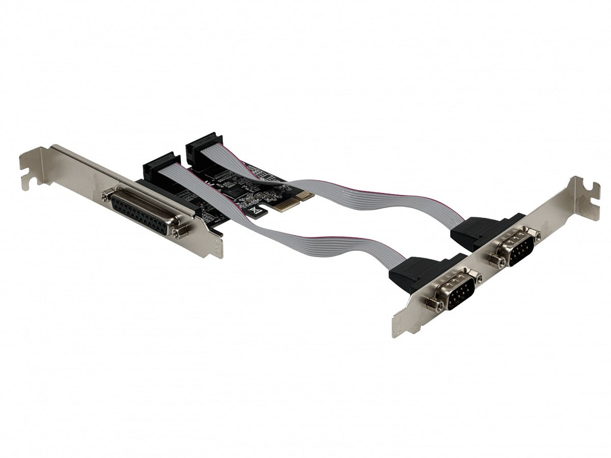 PCIE2S Tarjeta De Expansión PCIe x1 Con 2 Puertos Serie RS232 DB9 Macho Y 1 Puerto Paralelo DB25 Hembra