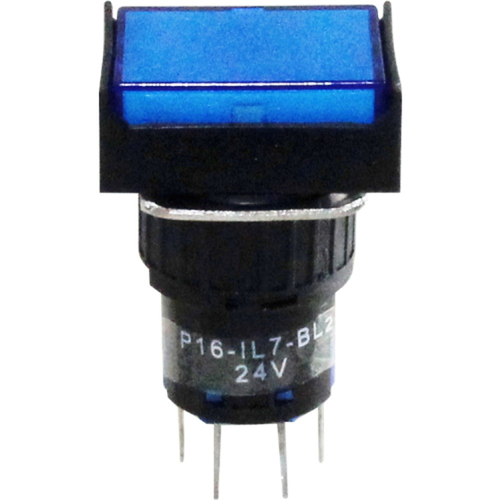 Botón retentivo rectangular plástico Iluminado 16mm Serie P16 - SPDT (1 Reversible) - Rojo - Piloto LED 220VAC/DC