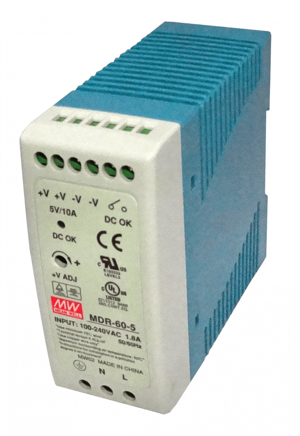 MDR-60-5 MEANWELL 5VDC 50W 10A Regulable Grosor-42mm Carril-DIN Fuente-Alimentación