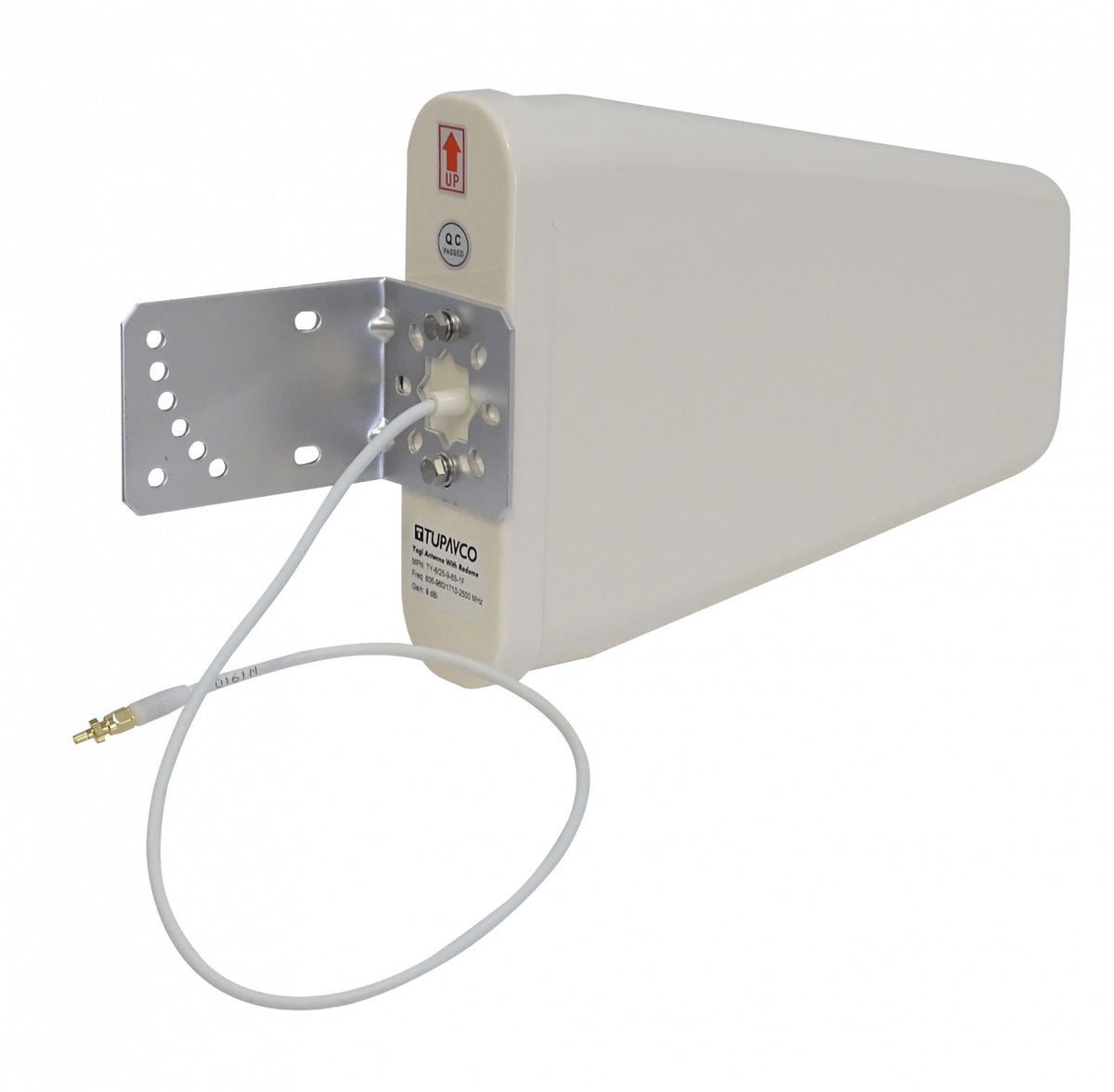 TP514 TUPAVCO Antena direccional Yagi de 9dBi para redes móviles 3G/4G/LTE, banda 806-960MHz y 1,7-2,5GHz, apertura 65x55 grados, conector SMA macho