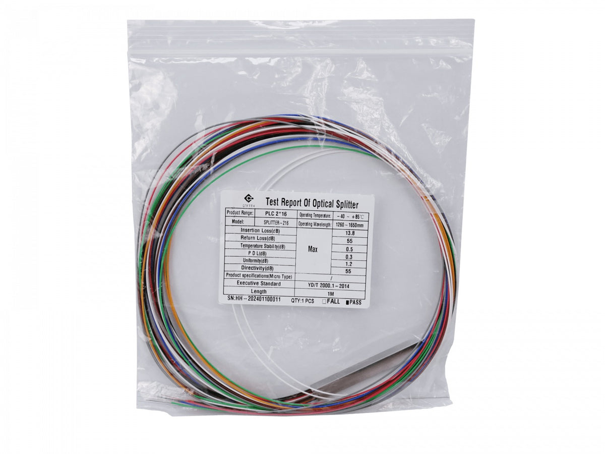 DIVE-16 2x16 sin-Conectores 1mt Divisor Splitter XPON XGPON req-Fusion G657A1