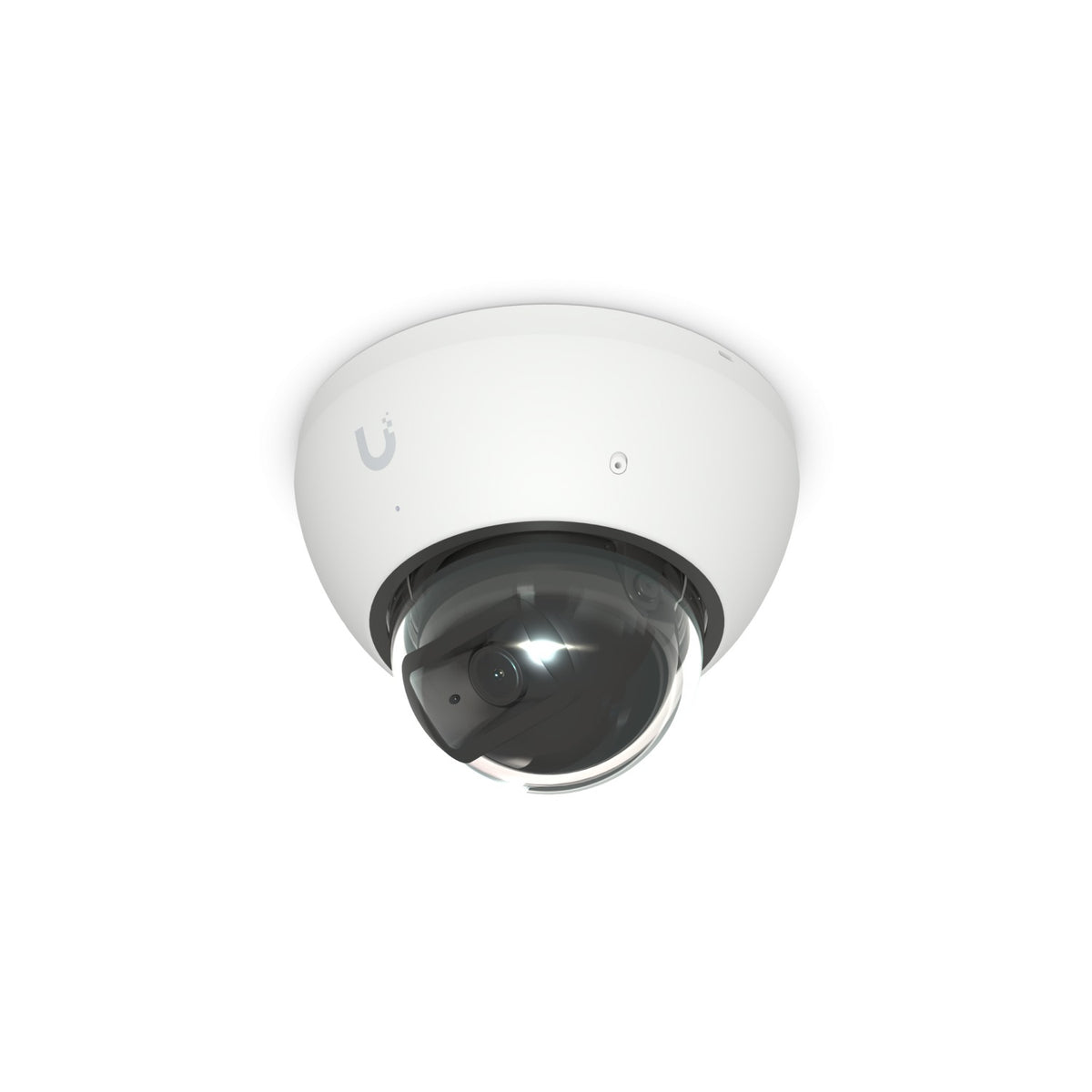 UVC-AI-DOME-W. Cámara IP Domo UI en color blanco, resolución 4K, lente gran angular de 110°, rango de infrarrojos de 1 a 100 con alcance de 40 m, resistencia IK10, micrófono/altavoz integrados, alimentación requerida PoE, modelo UVC-AI-DOME-W de UBIQUITI.