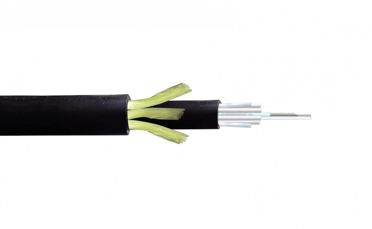 CFSS12 SM Cable ADSS monomodo de 12 hilos G652D con cubierta exterior de polietileno de doble camisa, tramo de 200 metros y diámetro de 13mm