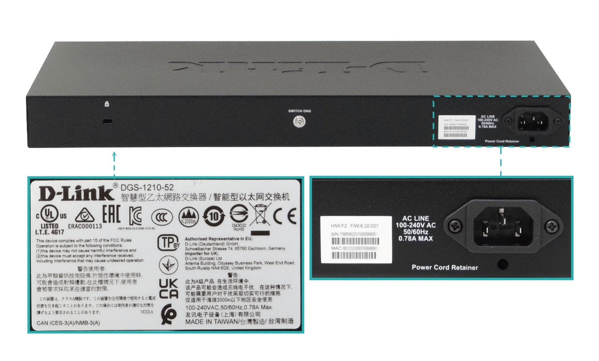 DGS-1210-52. Conmutador Inteligente D-LINK de 48 puertos 1000 y 4 puertos SFP-1000 para montaje en bastidor, requiere cable C13
