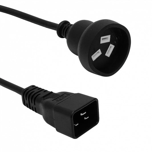 NDMR C20-Macho I-Hembra Cable Alimentación Negro 0,5mt Tipo-I=Argentina/Australia