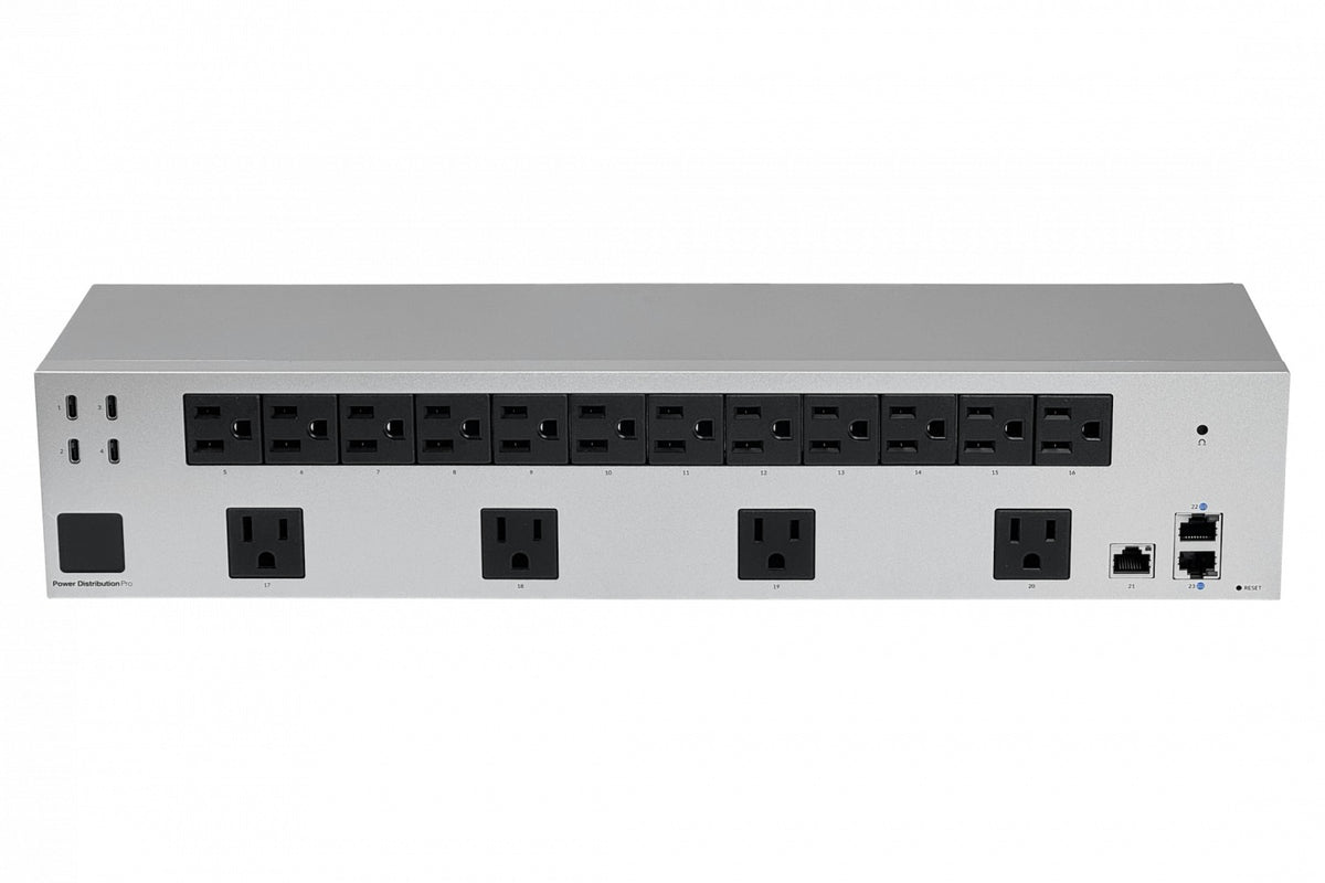 USP-PDU-PRO UBIQUITI unidad de distribución de energía de 125VAC con 16 tomas americanas, 4 puertos USB-C, 4 puertos LAN, gestión IP, formato rack
