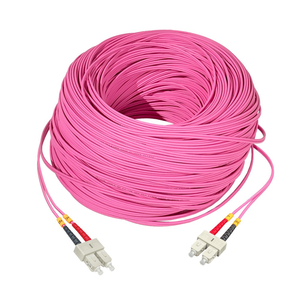 JF4CC200. LSZH 200mt SC-SC OM4 MultiModo MM Duplex Jumper Fibra 50/125um 3mm