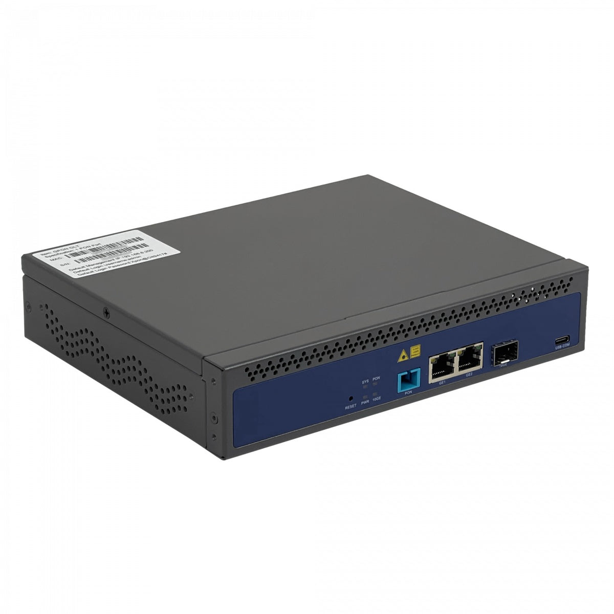 OLT-1G Terminal de Línea Óptica GPON 2 Puertos 1000 1 Interfaz SC/UPC 1 Ranura SFP+ 10G Puerto Consola USB-C Alimentación 12Vdc/240Vac