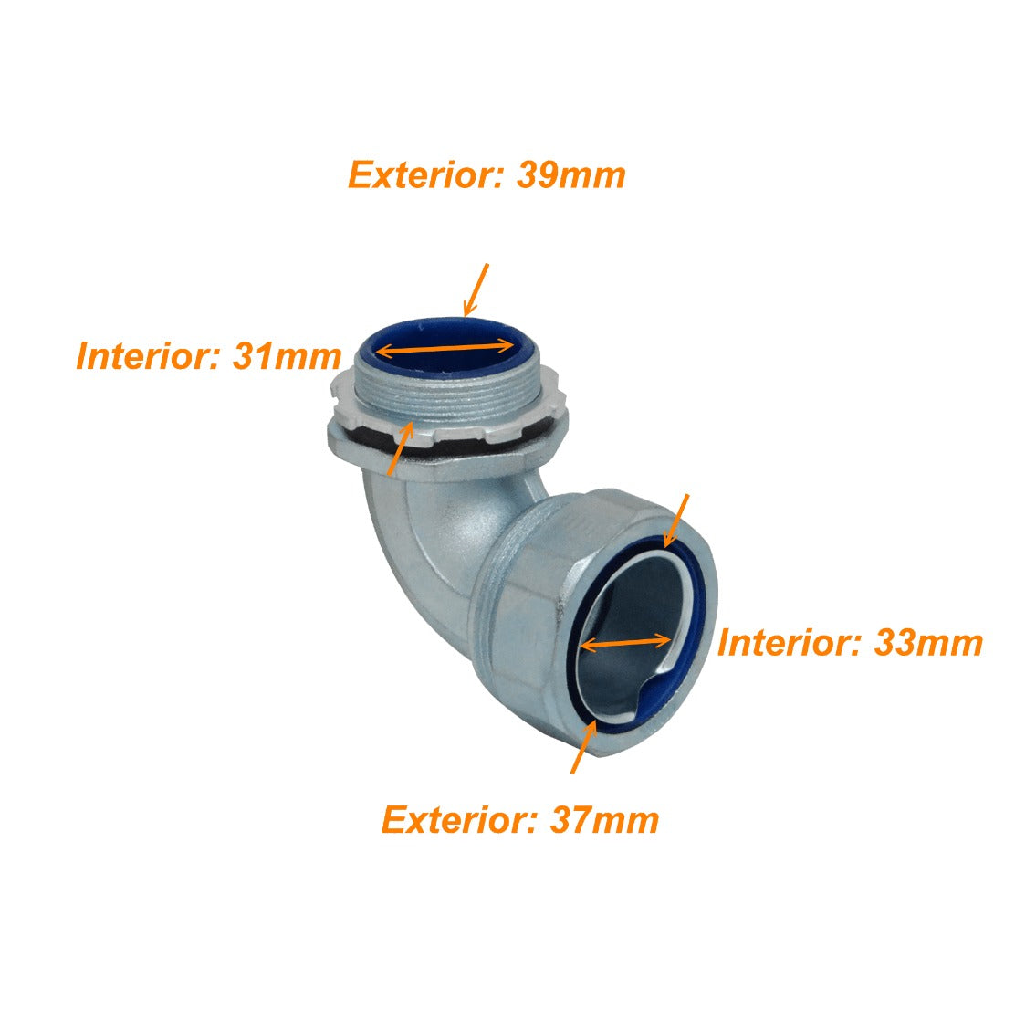 M40-SAC Metálico 40mm Conector Curvo Prensacables para Conduit Aislante IP65