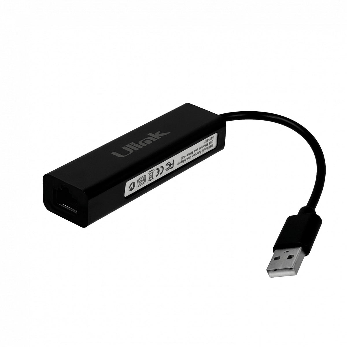 GENLANHUB ULINK Negro Adaptador Hub Multipuerto 1-USB2.0 a 1-LAN-RJ45-Ethernet 10/100Mbps y 3-USB2.0