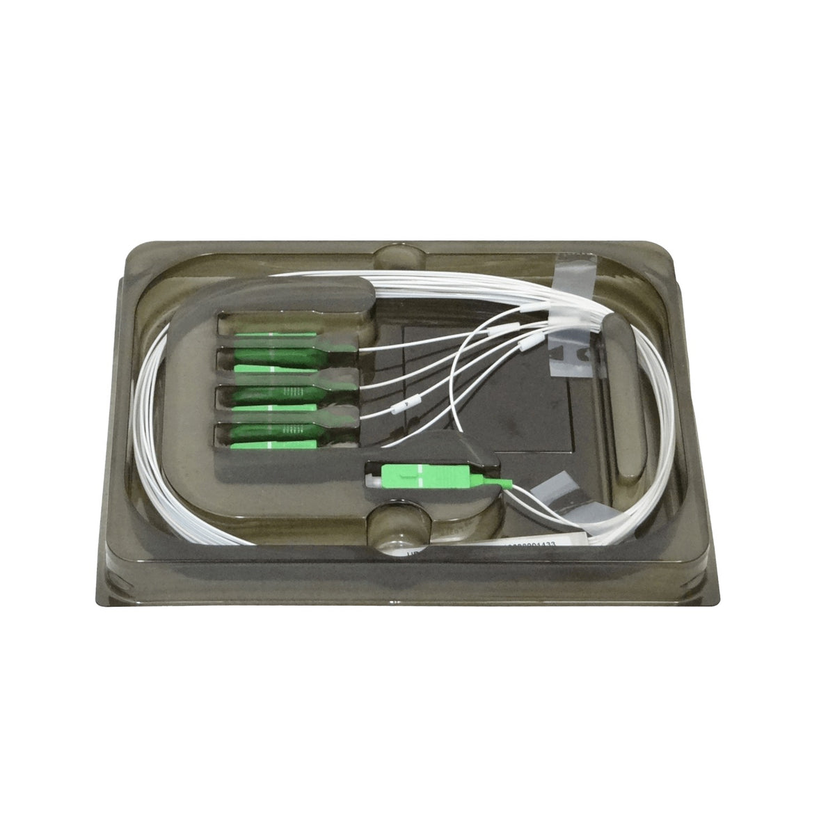 UF-SPLITTER-4. Divisor óptico PLC UI 1x4 SC/APC para GPON, longitud 3 m (150+150 cm), fibra 0,9 mm, rango 1260-1650 nm. UBIQUITI