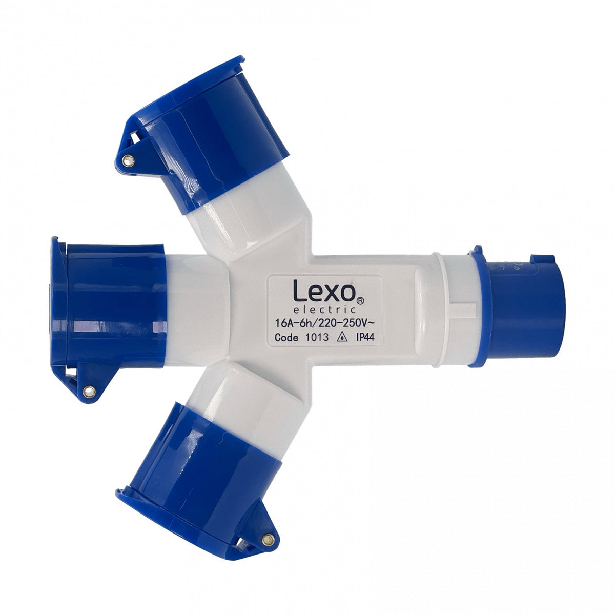 163P LEXO Clavija de Derivación Industrial Triple 1 Macho 3 Hembras 2P+T 16A IP44 250V
