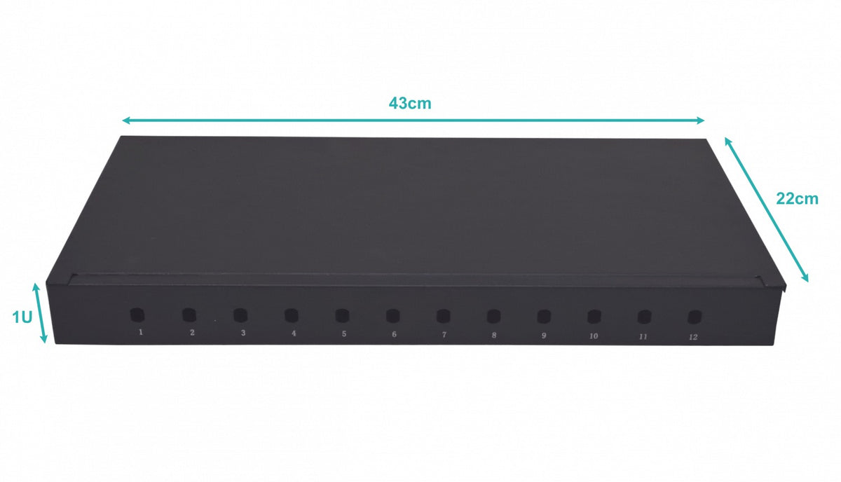 CFR12TF LINKMADE Panel Fijo para 12-ST-FC Repartidor de Fibra 1U REQUIERE-ACOPLADORES-REDONDOS