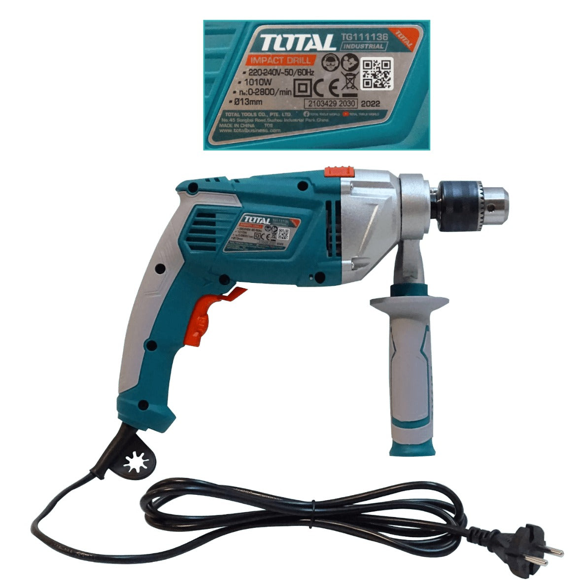TALA-10 TOTAL 1010W 240VAC 2800RPM 13mm-Mandril Taladro de impacto Industrial