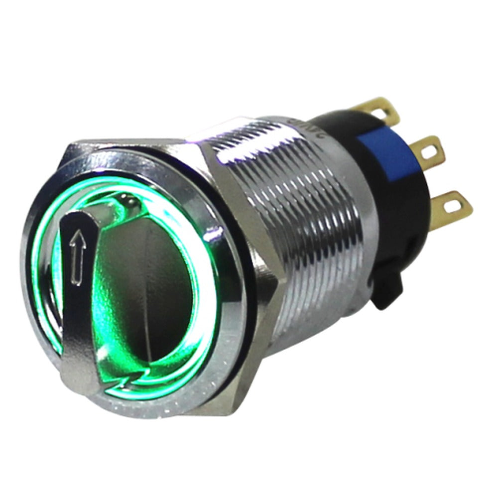 Selector antivandálico iluminado 19mm Serie AV-S - Blanco - Piloto LED 24VAC/DC - 4 - 3 Posiciones fijas 45°