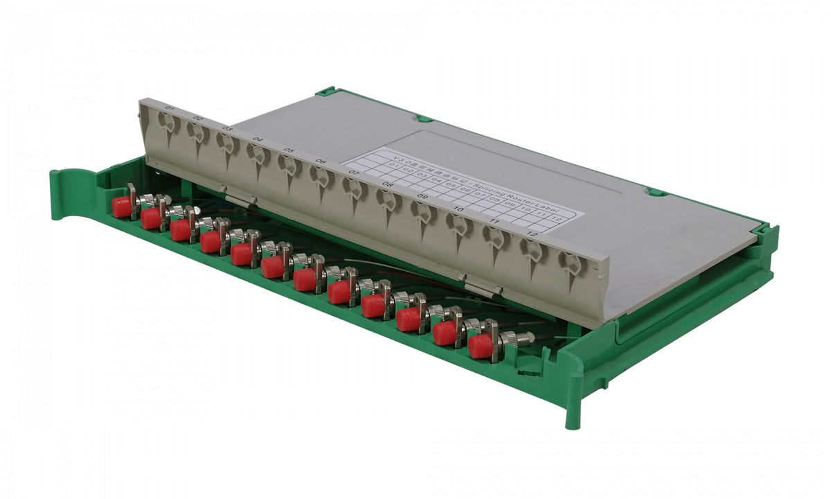 ODF-F Charola 12-FC/UPC para Distribuidor de Fibra Óptica tipo ODF contiene pigtails-Monomodo y acopladores