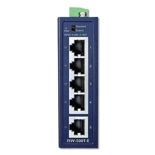 Switch Industrial Compacto 5 Puertos Fast Ethernet 10/100 PLANET ISW-500T-E