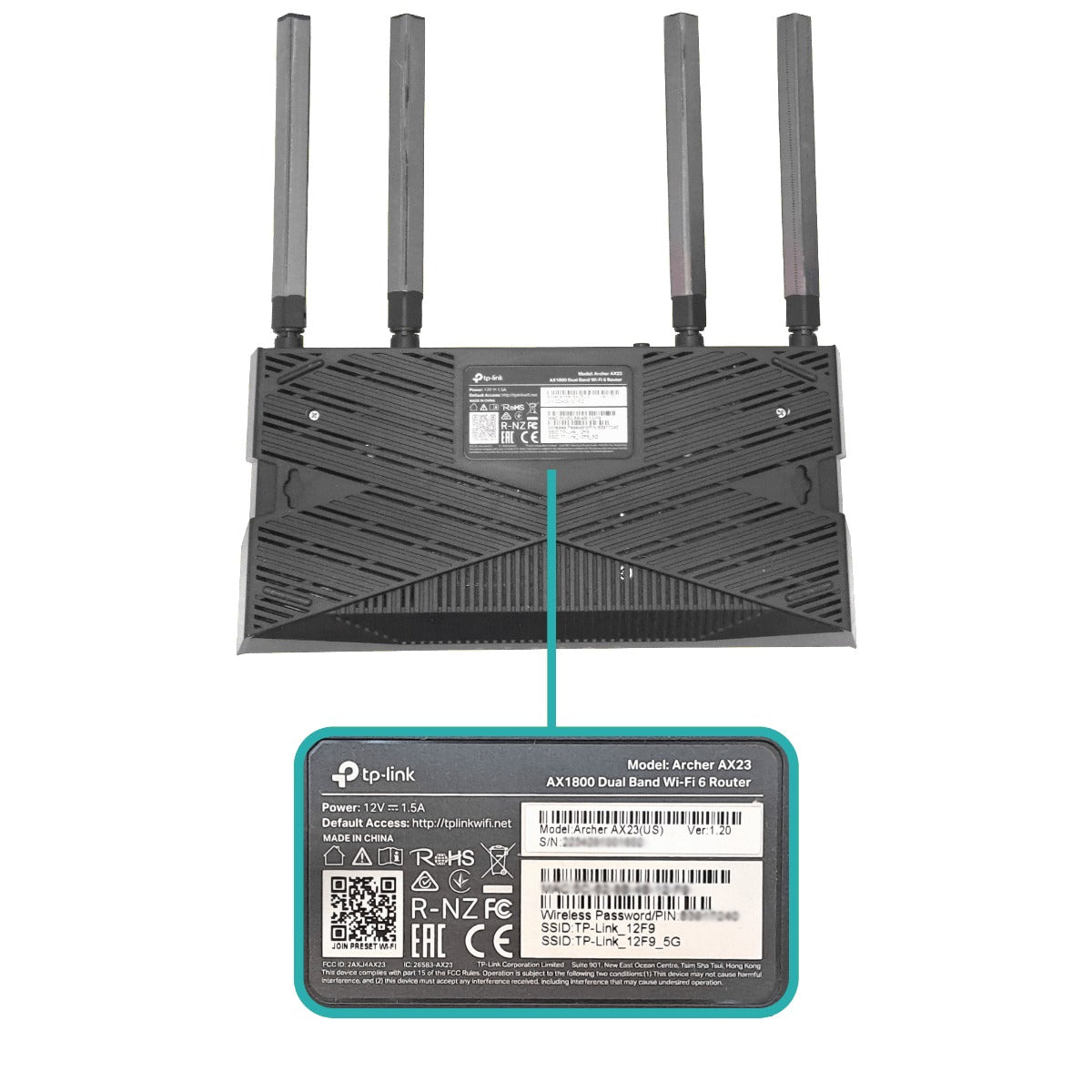 AX23 TP-LINK Enrutador WiFi6 de doble banda AX1800 5GHz+2,4GHz 1201+574mbps 4-antenas-fijas 4-puertos-1000 1-WAN