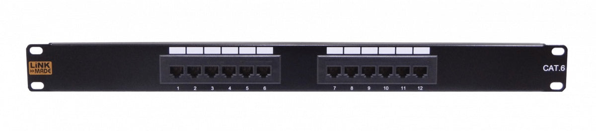 PP612L LINKMADE 12 Puertos RJ45 CAT6 UTP Panel de Parcheo 1U CERTIFICADO UL
