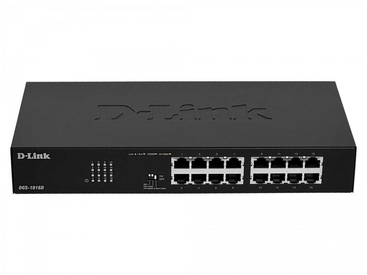 DGS-1016D D-LINK Switch Gigabit No Gestionable de 16 Puertos-1000 para Rack incluye-12V