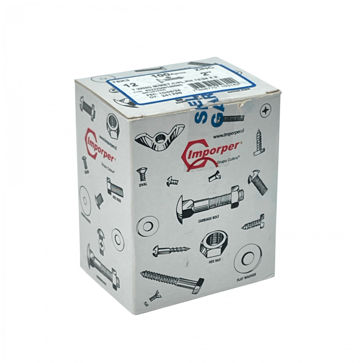 YUW6-12 Tornillo Autotaladrante Winger 100ud 12-24x2-pulgadas Longitud45mm 652225001
