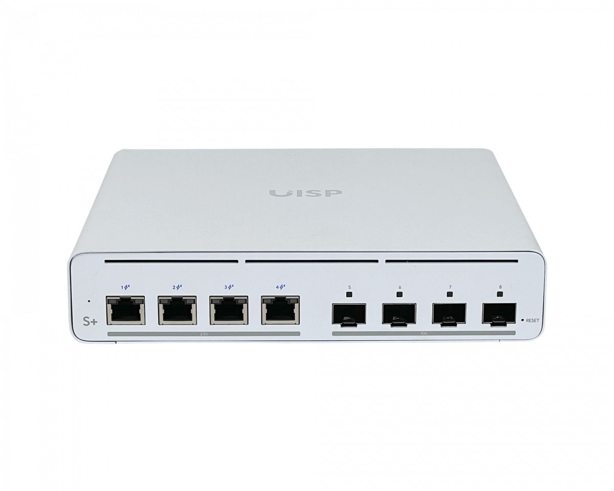UISP-S-PLUS. Interfaz 4-SFP+10G 4-2500-PoE27V 27V/160W-total Conmutador 100-240VAC UISP-S-PLUS-EU UBIQUITI