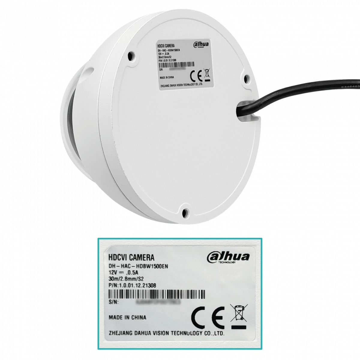 HD1500 DH Cúpula compacta 5MP 2,8mm IR30m IP67 IK10 HDCVI Cámara de vigilancia HDBW1500EN
