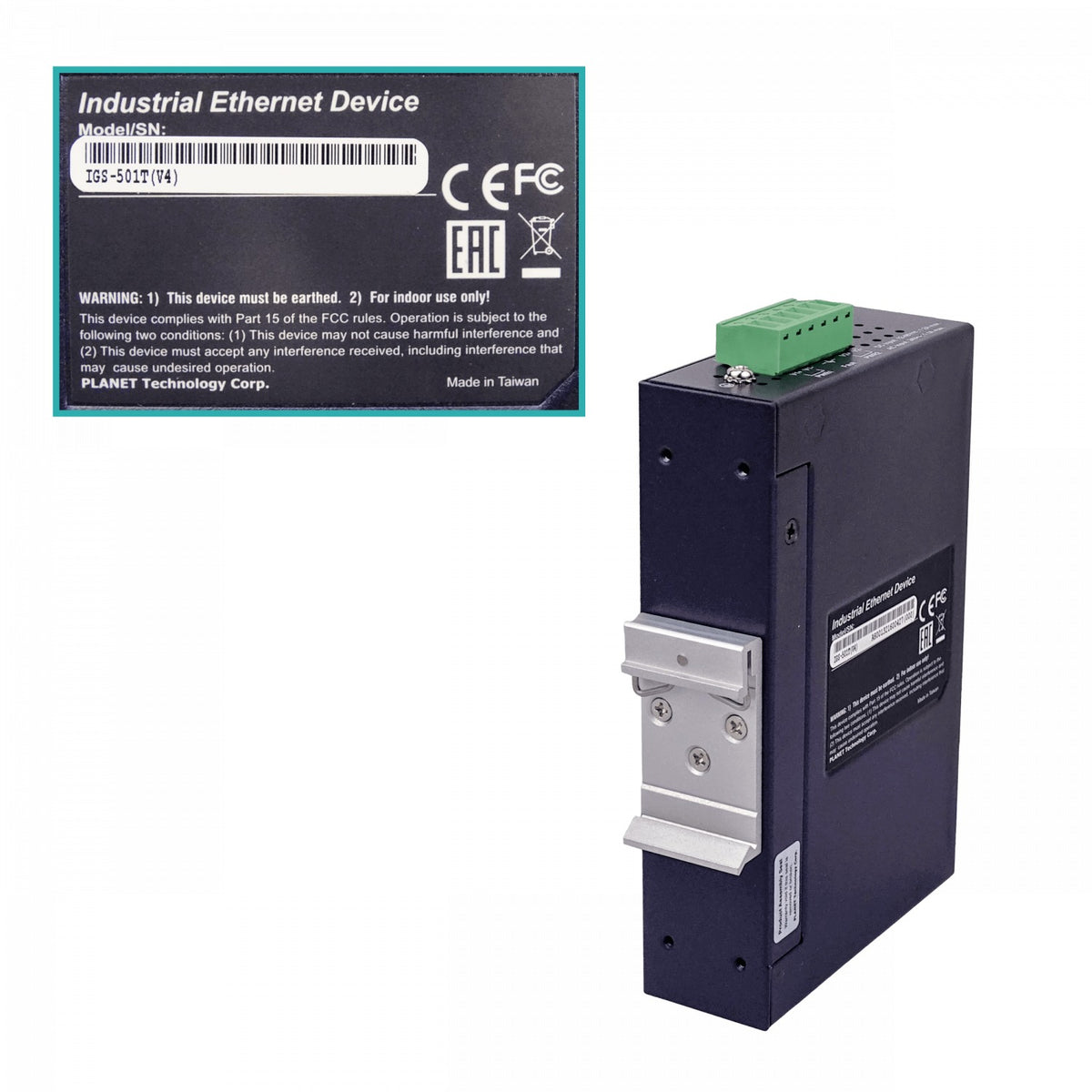 IGS-501T PLANET 5 Puertos 1000BASE-T IP30 Conmutador Industrial Carril DIN Gigabit Alimentación Requerida 12 a 48 VCC