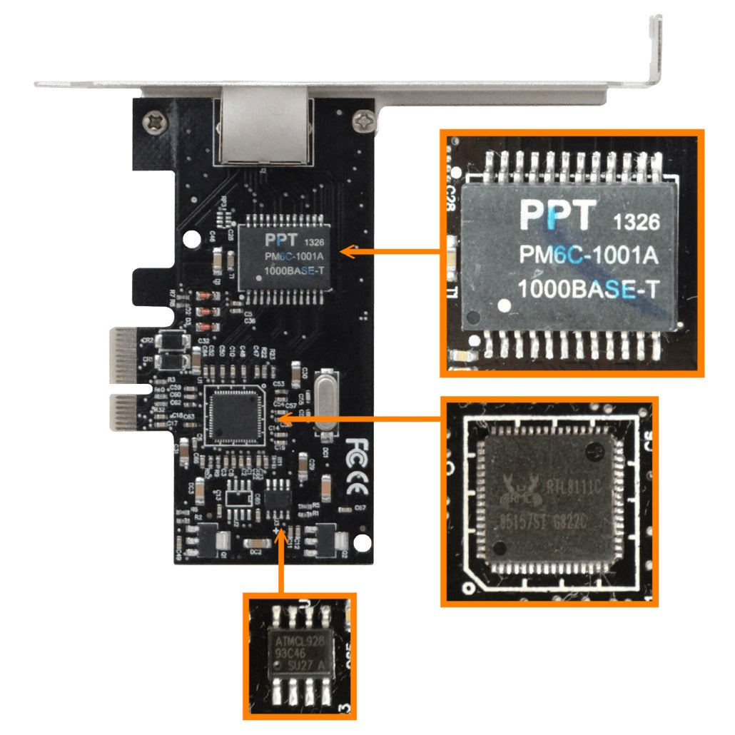 UT-2PCIELAN UTEK Adaptador de Red PCIe x1.1 10/100/1000Mbps con Chipset Realtek RTL8111C