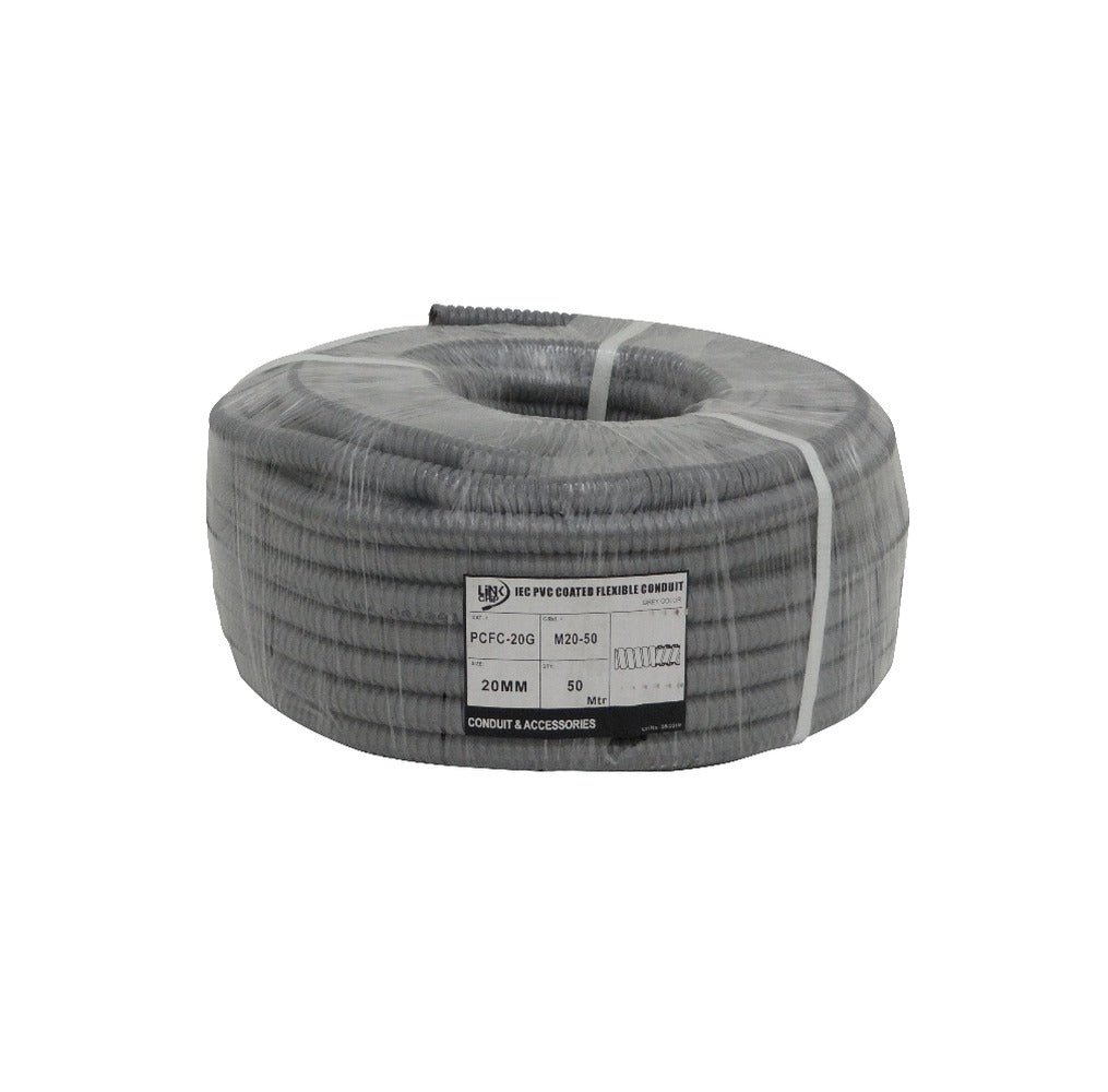 M20-50 Tubería flexible metálica con recubrimiento de PVC de 20mm de diámetro y 1/2 pulgada, rollo de 50 metros, tipo PCFC