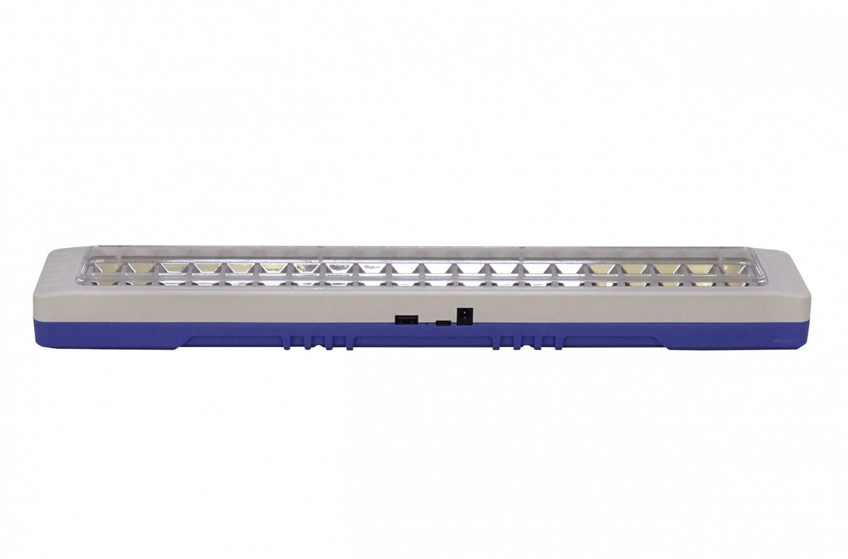 EL060 Luminaria de emergencia 60 LED 8 horas batería interna 4WH carga 5V USB-C 74x43x450mm