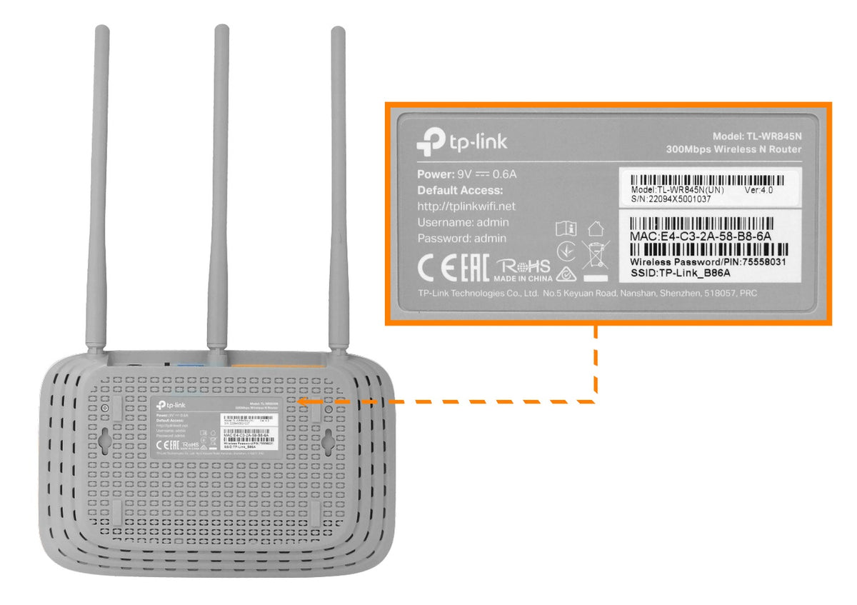 TL-WR845N-LIQ TP-LINK USADO-SOLO-DISPOSITIVO 3-Antenas-Fijas-5dBi 4-Puertos-100 1-WAN 2,4GHz-300mbps