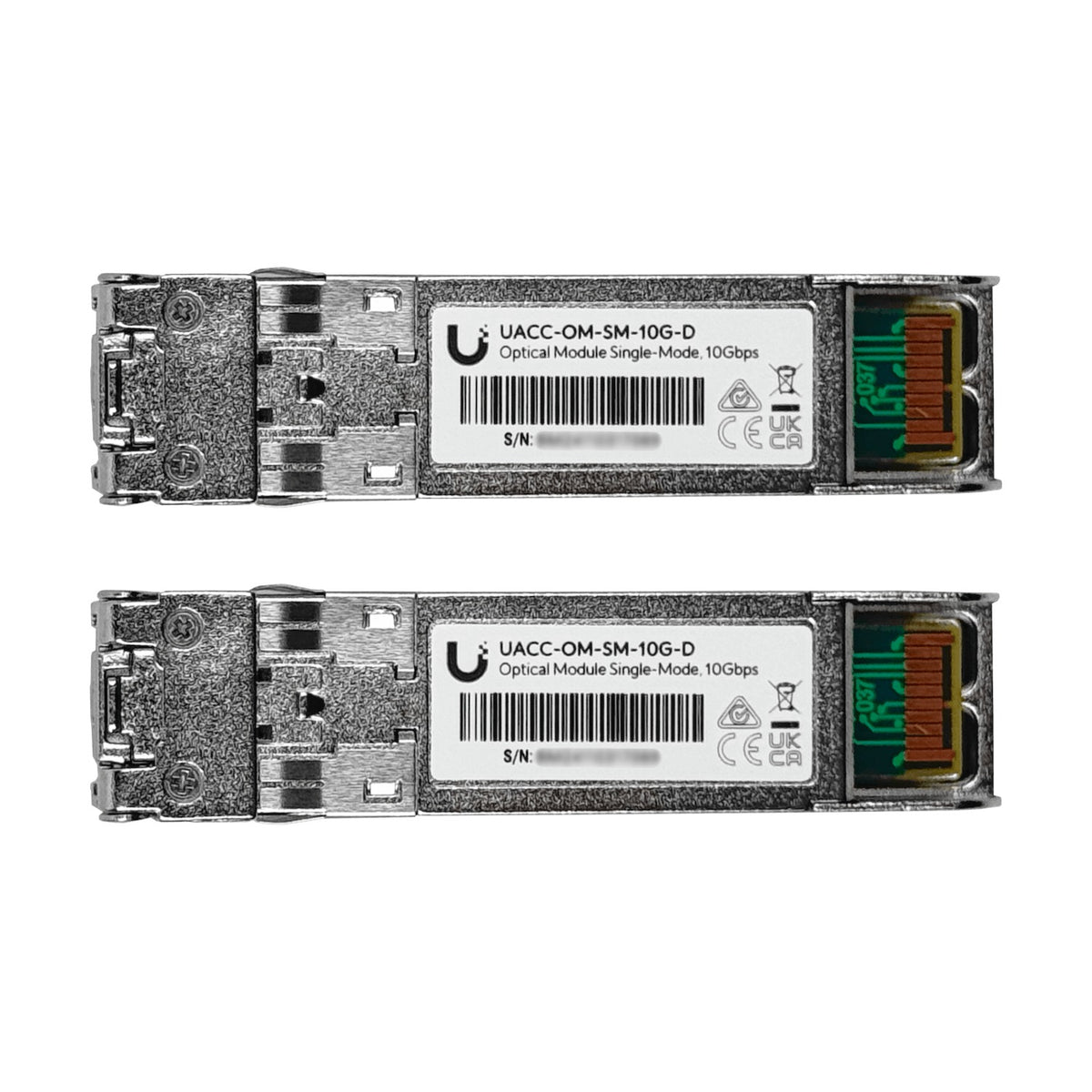 UF-SM-10G. Módulos SFP+ monomodo de 10 Gbps, 10 km, 1310 nm, conector doble LC, referencia UACC-OM-SM-10G-D (2 unidades). UBIQUITI