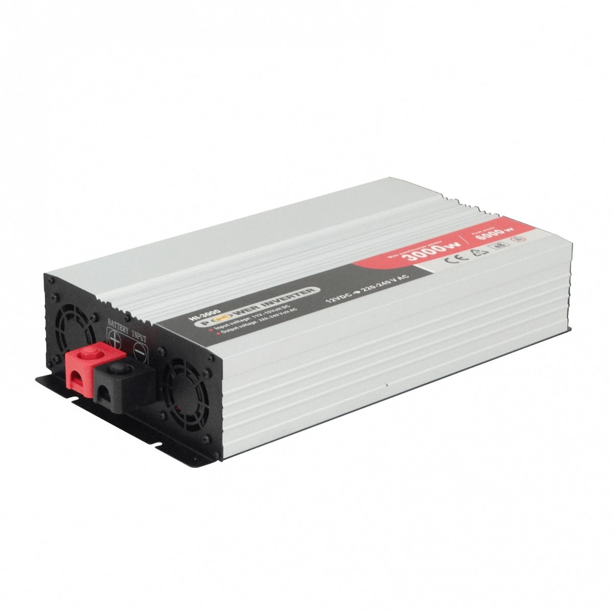 INV-3000W Convertidor 3000W Entrada-11-15V/12VDC Salida-220VAC Inversor 2-Tomas-Universales con-Ventilador HI-3000