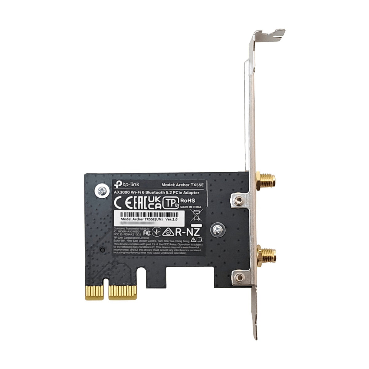 TX55E TP-LINK ADAPTADOR PCIe-x1 AX3000, DOBLE BANDA 2.4+5GHz, VELOCIDADES 574+2402mbps, 2 ANTENAS RPSMA, PERFILES ALTO Y BAJO