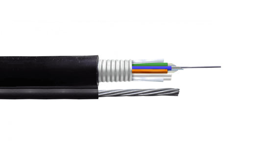 CF3812 OM3 Cable de 12 Fibras Multimodo de 1 metro Figura 8 Negro para Exteriores con Portante de 7x1mm 3 tubos